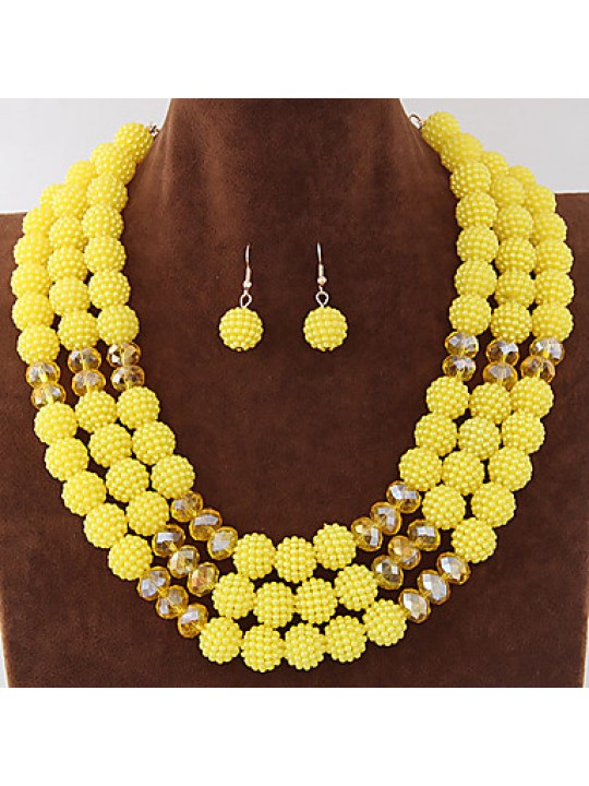 Women's Metal Trend Fashion Wild Gorgeous Imitation Pearl Ball Necklace Earrings Sets  