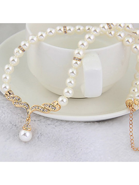 Women Vintage / Party / Casual Alloy / Cubic Zirconia / Imitation Pearl Necklace / Earrings Sets  