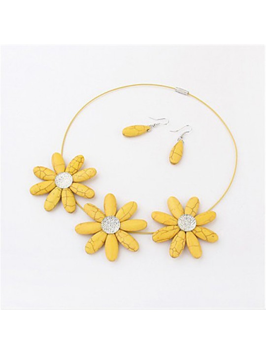 Women's Sun Flwoer Earrings&Necklace Set  