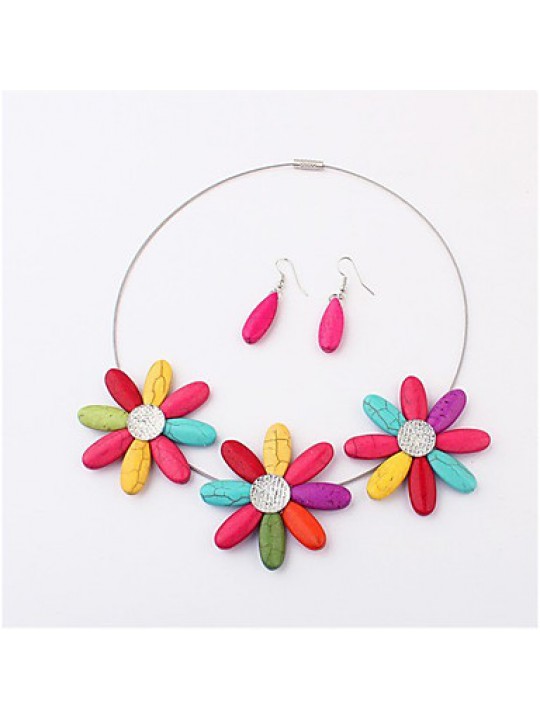 Women's Sun Flwoer Earrings&Necklace Set  