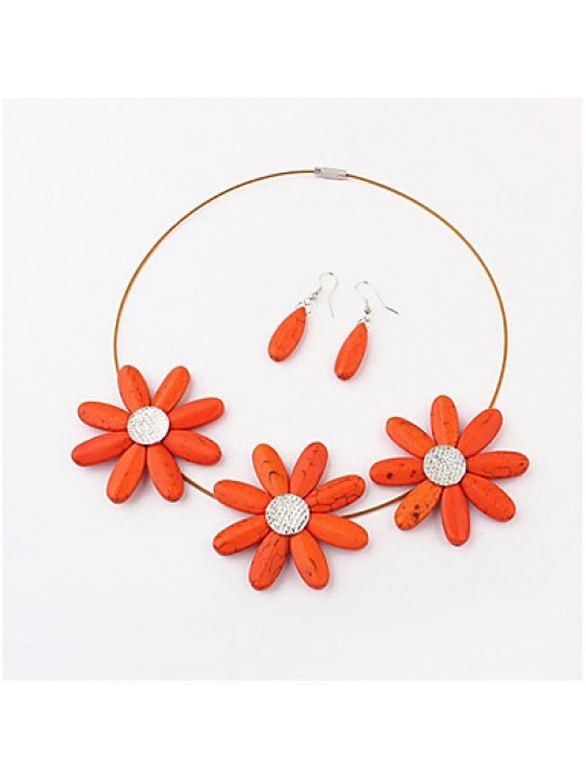 Women's Sun Flwoer Earrings&Necklace Set  