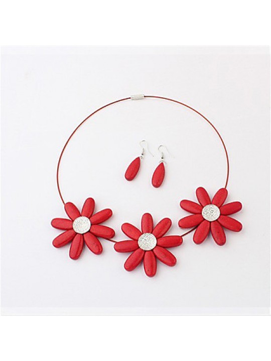 Women's Sun Flwoer Earrings&Necklace Set  