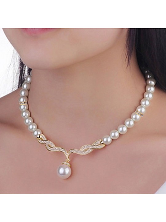 Women Vintage / Party / Casual Alloy / Cubic Zirconia / Imitation Pearl Necklace / Earrings Sets  