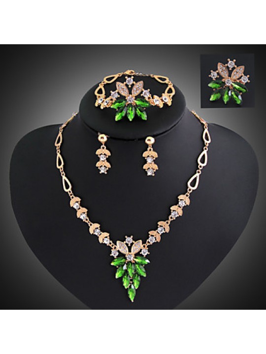 Women Vintage / Party / Casual Alloy / Gemstone & Crystal / Cubic Zirconia Necklace / Earrings / Bracelet / Ring Sets  