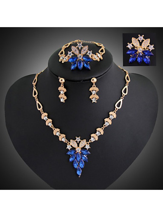 Women Vintage / Party / Casual Alloy / Gemstone & Crystal / Cubic Zirconia Necklace / Earrings / Bracelet / Ring Sets  