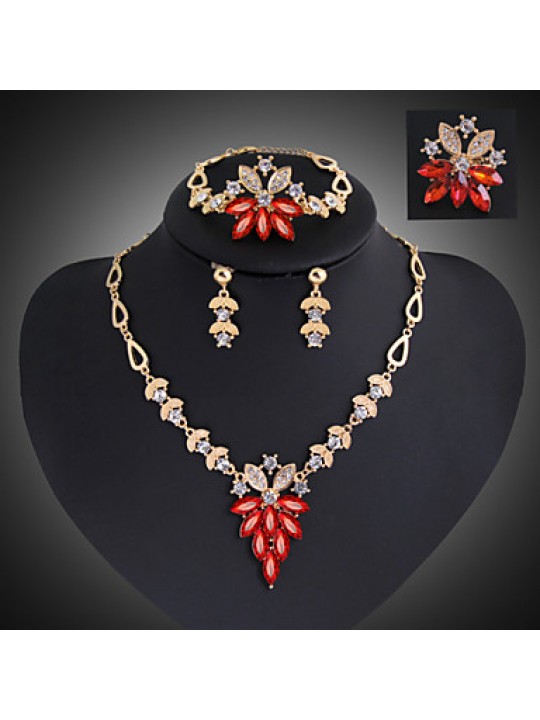 Women Vintage / Party / Casual Alloy / Gemstone & Crystal / Cubic Zirconia Necklace / Earrings / Bracelet / Ring Sets  