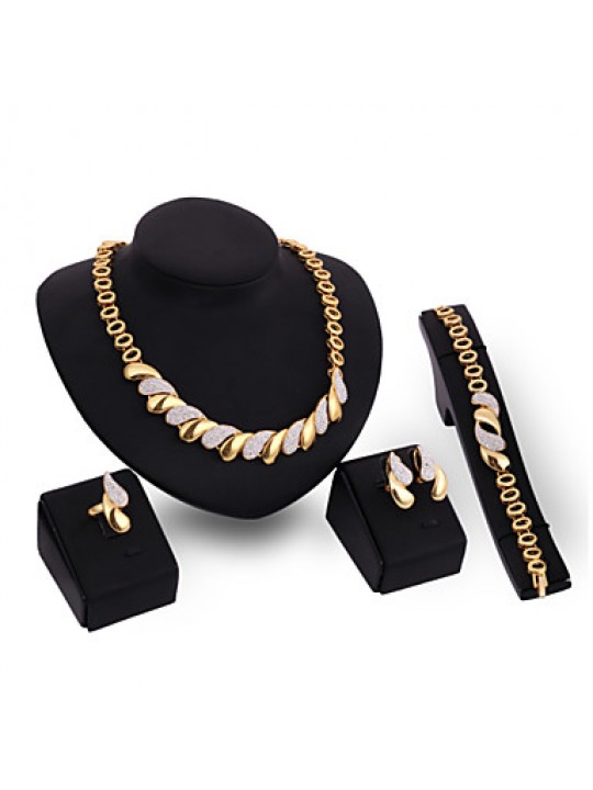 18K Gold Plated Choker Chunky Statement Necklace Jewelry Set For Women Multi Layer Necklace Gold  