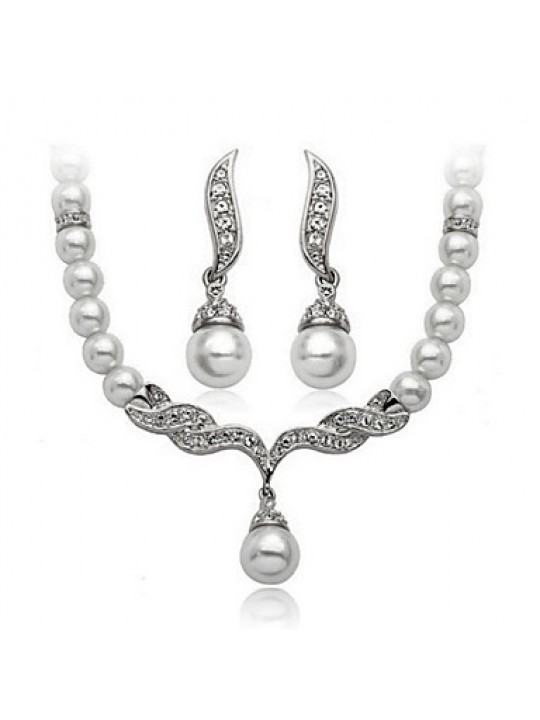 Women Vintage / Party / Casual Alloy / Cubic Zirconia / Imitation Pearl Necklace / Earrings Sets  