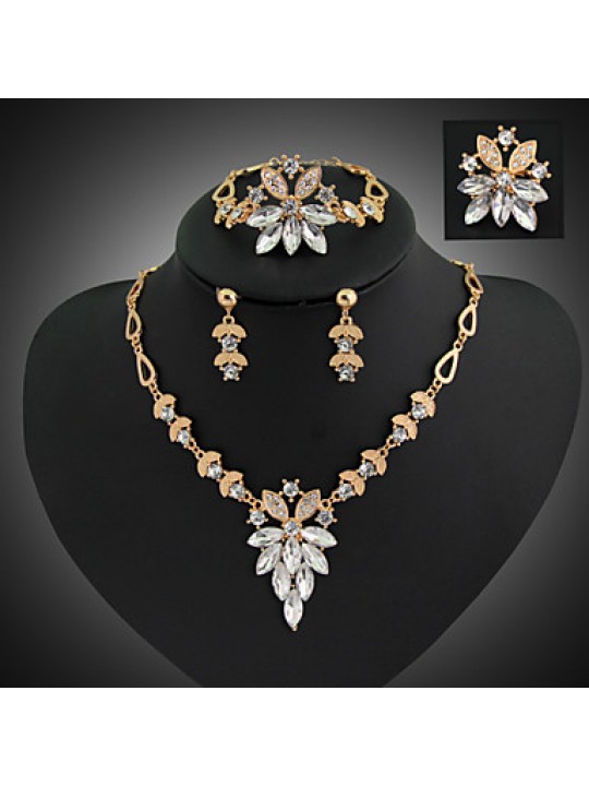 Women Vintage / Party / Casual Alloy / Gemstone & Crystal / Cubic Zirconia Necklace / Earrings / Bracelet / Ring Sets  