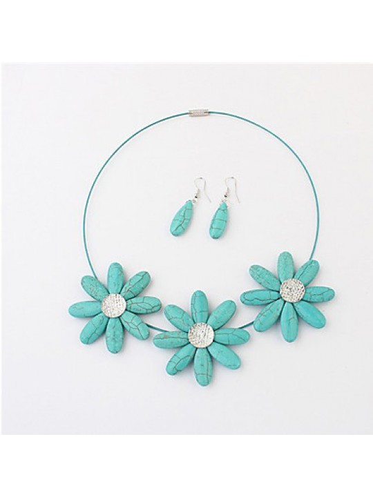 Women's Sun Flwoer Earrings&Necklace Set  